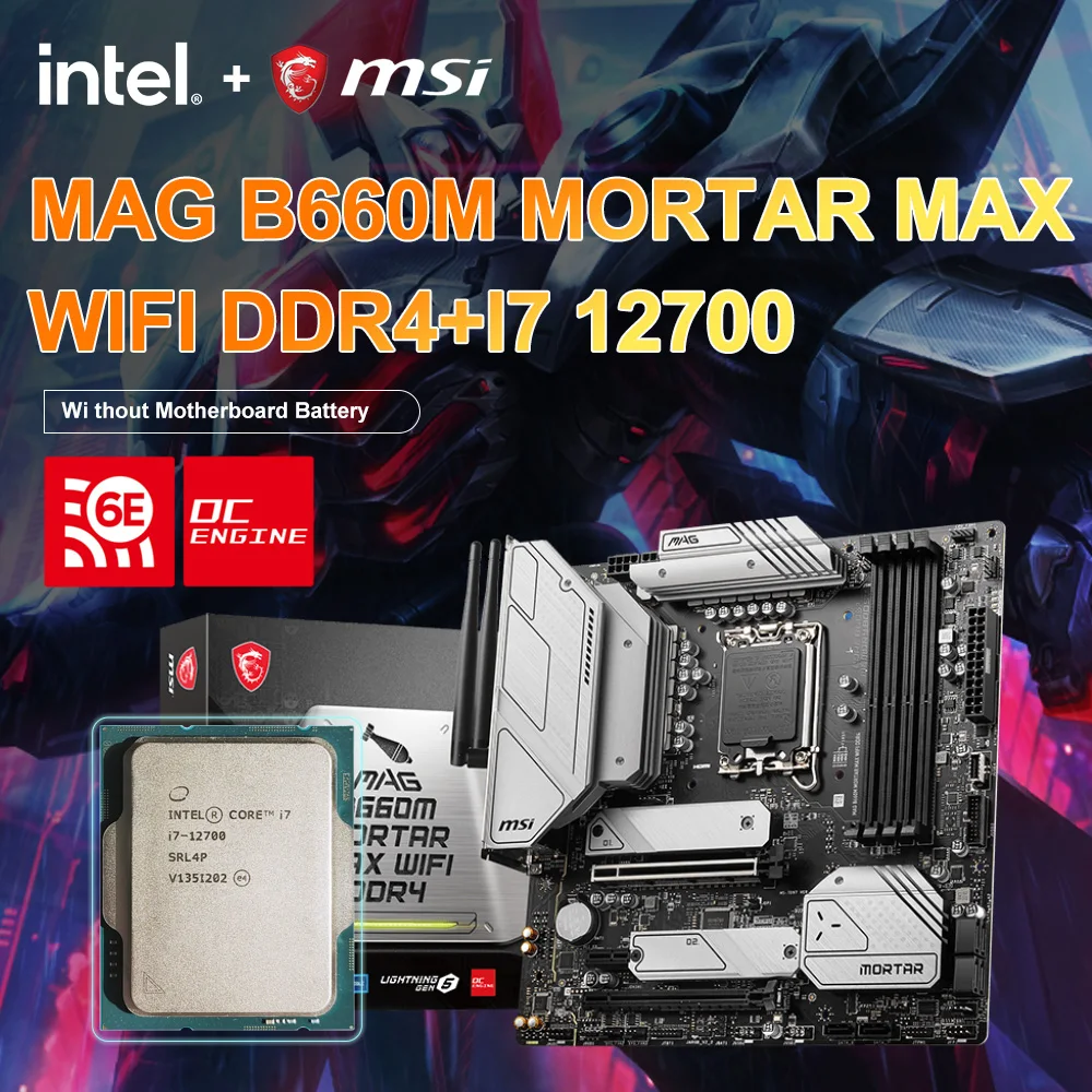 

MSI New MAG B660M MORTAR MAX WIFI DDR4 Motherboard + i7 12700 CPU Support Intel 12th/13th 128GB Micro-ATX LGA 1700 Placa mãe