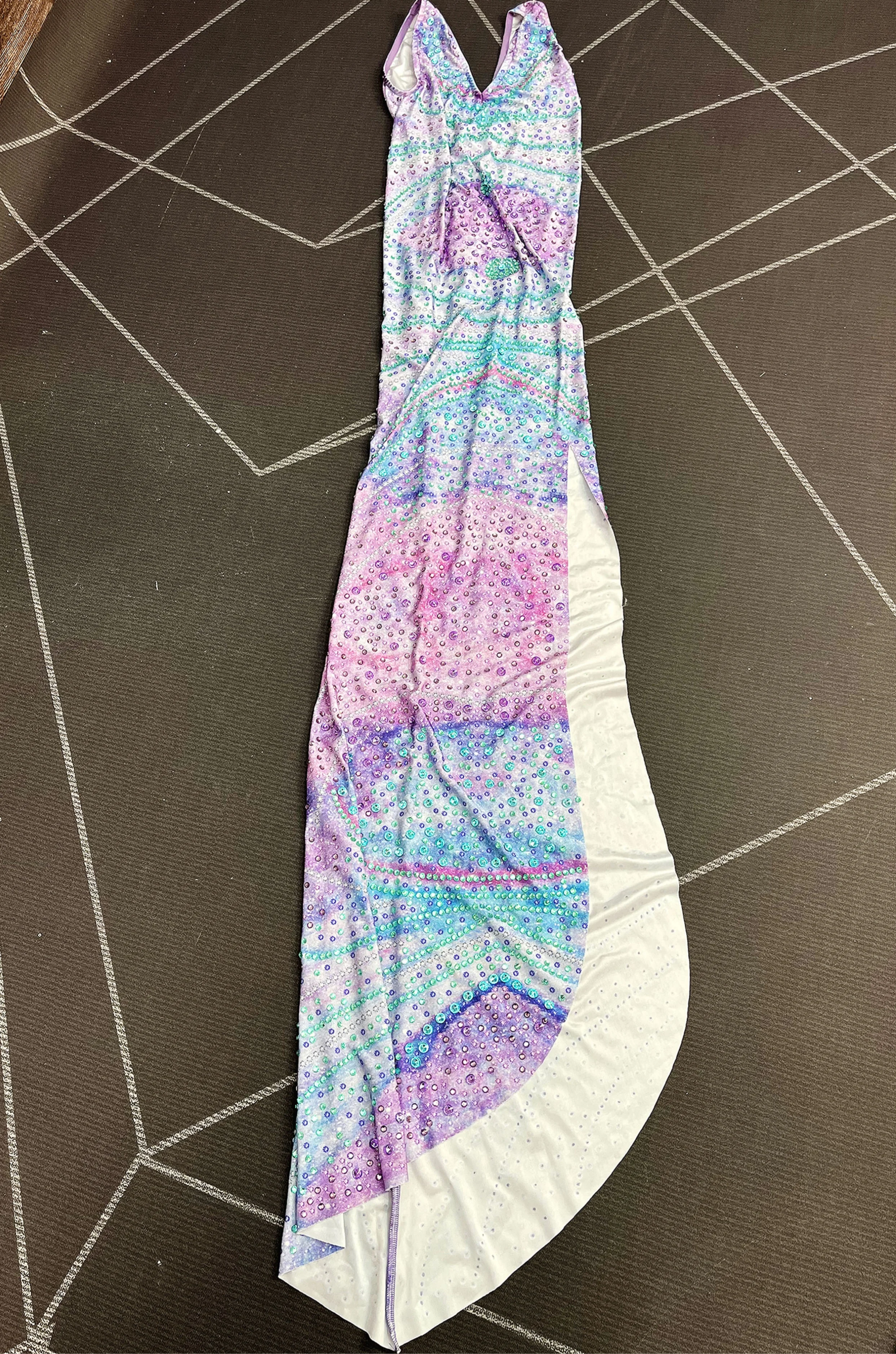 Graceful Blue Purple Gradient Shining Rhinstones High split V-neck Dress Party Celebtare Evening Gown Red carpet Outfit Lanzi