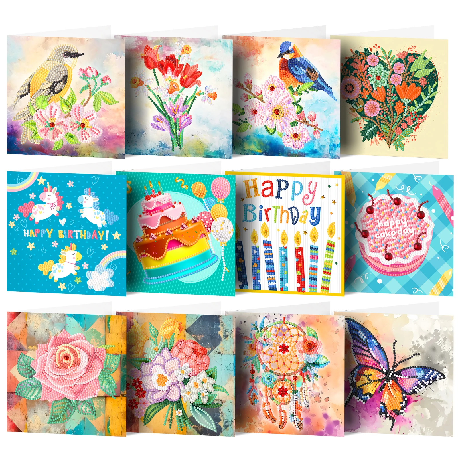 

New Diamond Painting Handmade DIY Sticking Diamond with Animal Flowers Greeting Card Birthday Blessings for Family and Friends