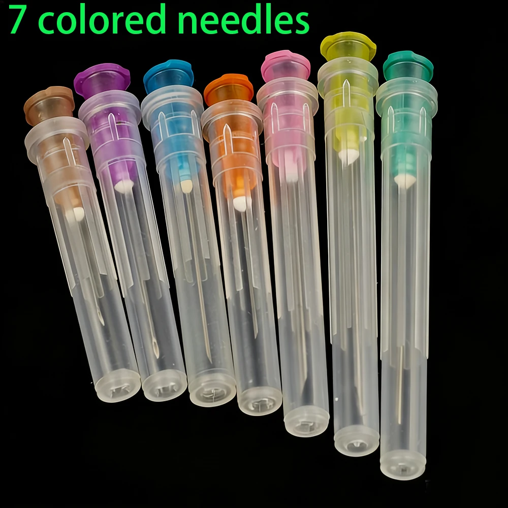 7-teiliges Set aus Klebstoffapplikatoren und Spritzen für Veterinär- und Industriezwecke, Tierfütterung, mit Kapazitäten von 1+3+5+10+20+30 ml, ausgestattet mit spitzen Nadeln und Kappen, geeignet für