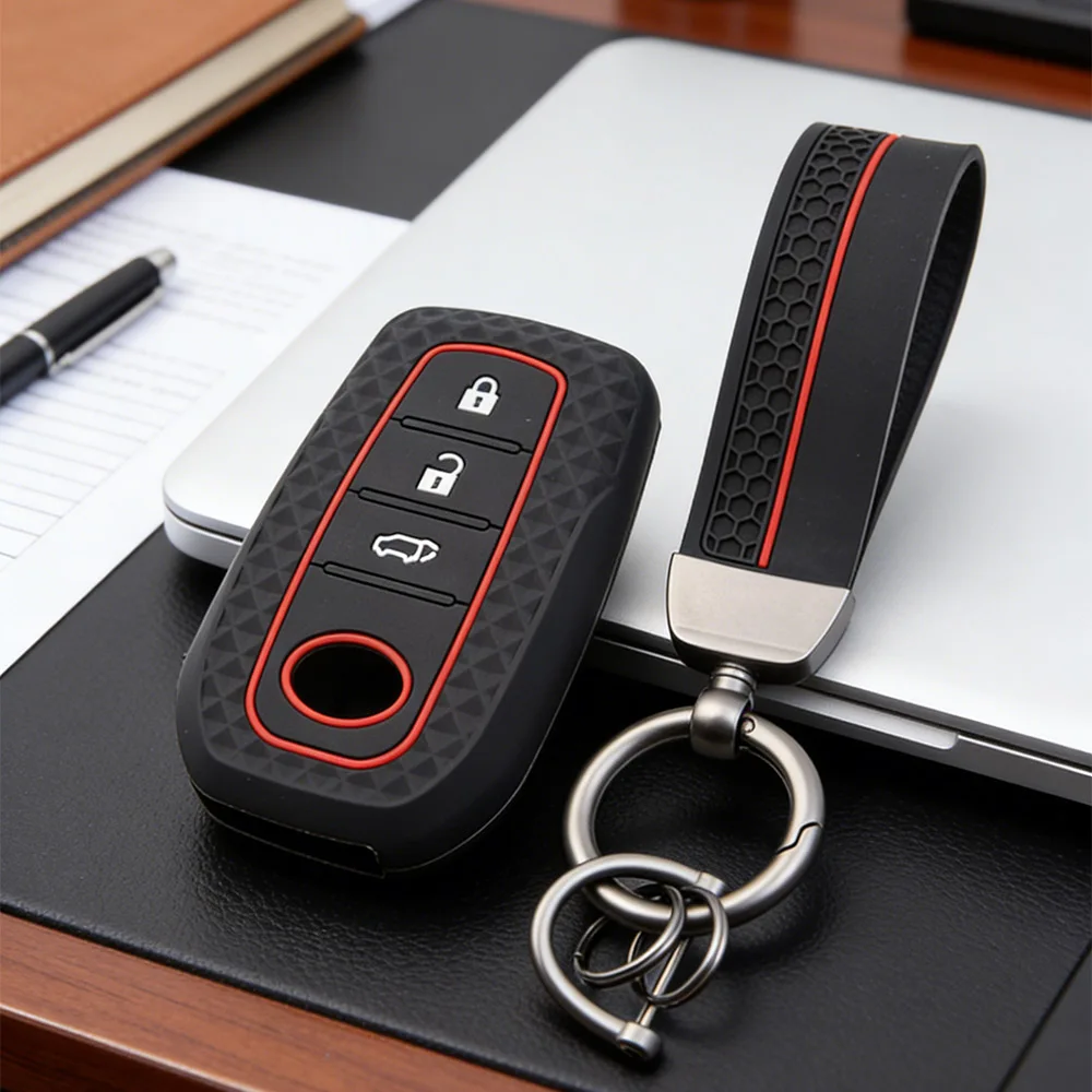 Silicone For Toyota Corolla Hatchback Cross Yaris Cross Prius Hilux Land Cruiser LC200 LC250 LC300 3 Buttons Car Key Case Cover