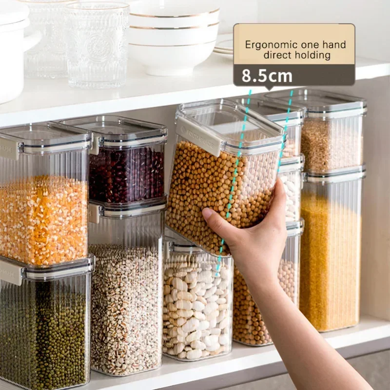 Retro Food Storage Tank Kitchen Container Plastic Box Jars for Bulk Cereals Pantry Organizer Sealed Jars with Lid 460-1800ml