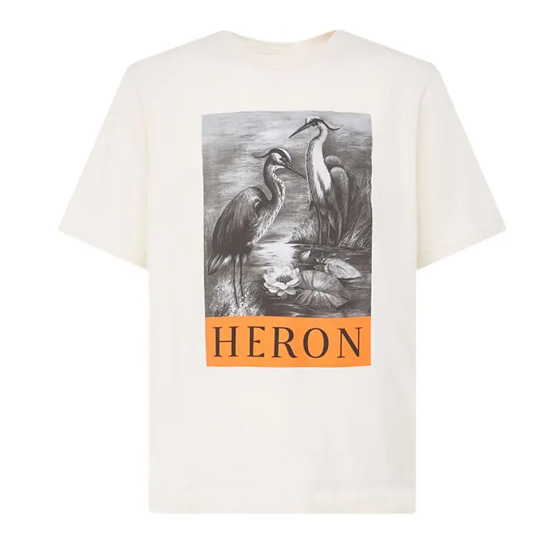 International Trendy Brand Heron Same Multi-color Summer Pure Cotton Classic Image Printing Short-sleeved T-shirt Trendy Brand