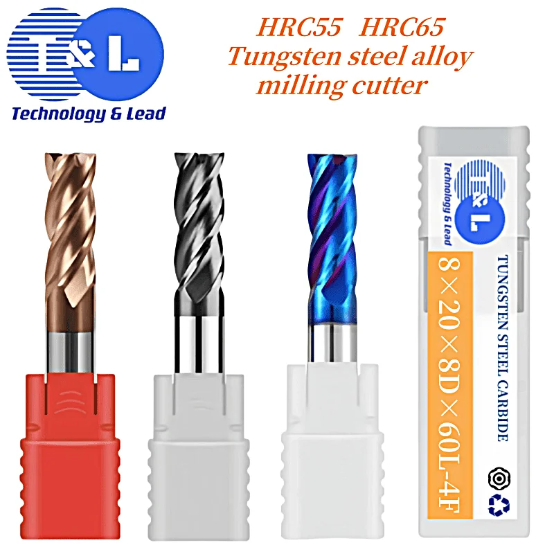 

T&L HRC55 HRC65 1 2 4 5 6 8 10 12 4Flutes Endmill Milling Cutter Kit Milling Machine Tools T&L Tungsten Steel Carbide top tools