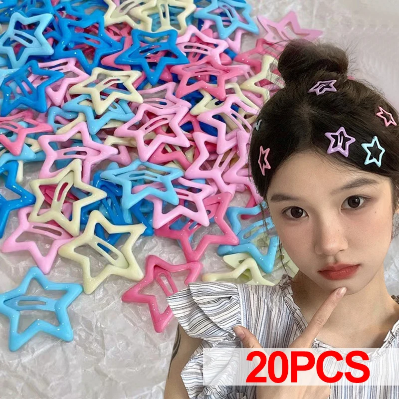 10/20PCS Colorful Star Bb Hair Clips for Kids Girls Headwear Alloy Barrettes Cute Glitter BB Clips Hairpins Hair Accessories