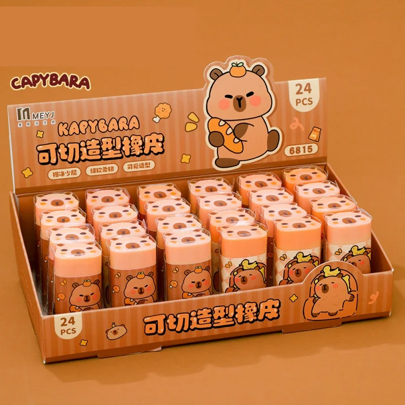 

24pcs/lot Kawaii Capybara Eraser Cute Writing Drawing Rubber Pencil Erasers Stationery Kids Gifts