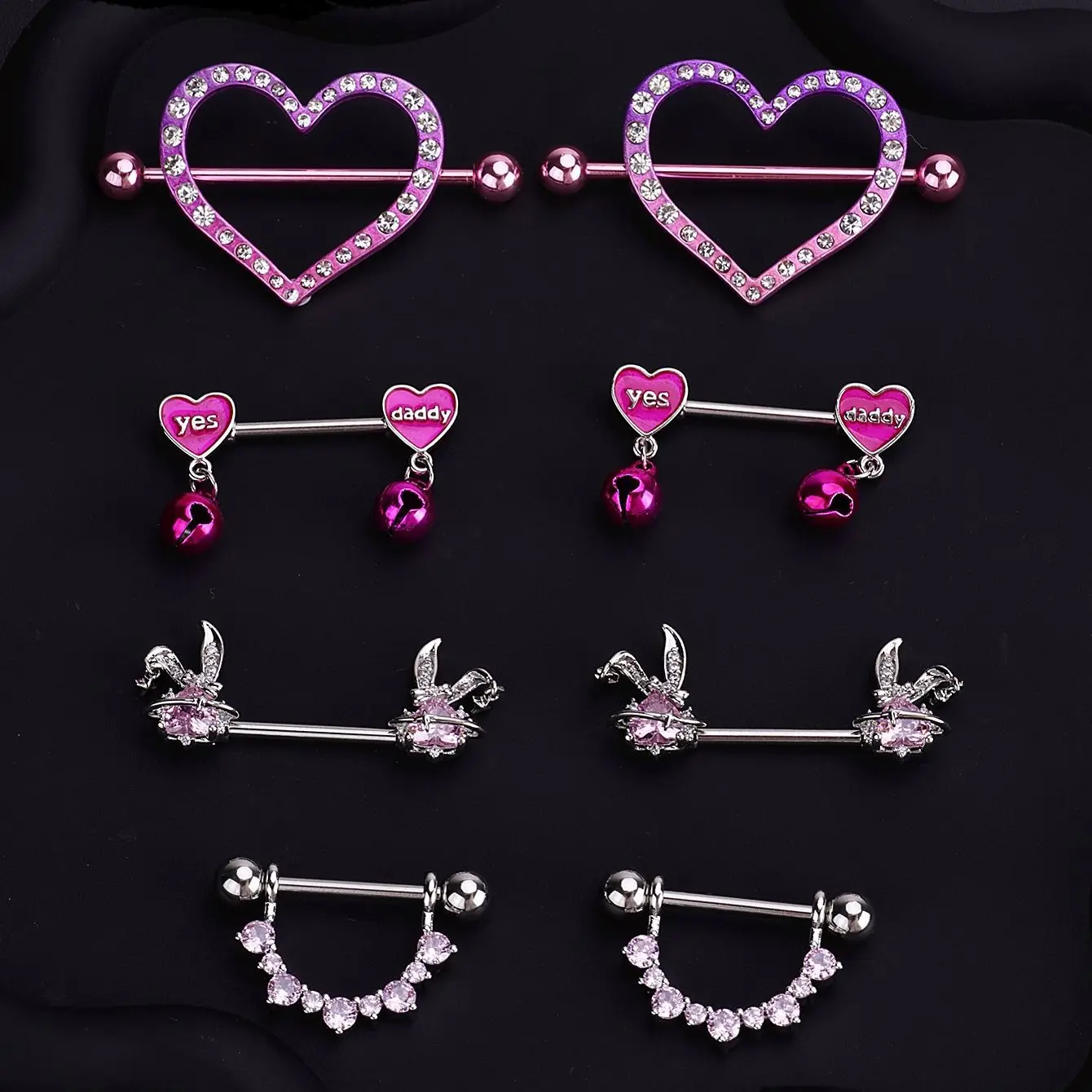 Retro Snake Nipple Piercing Jewelry Shiny Crystal Bunny Rabbit Nipple Rings For Women Girls Heart Nipple Barbells Piercing Pezon