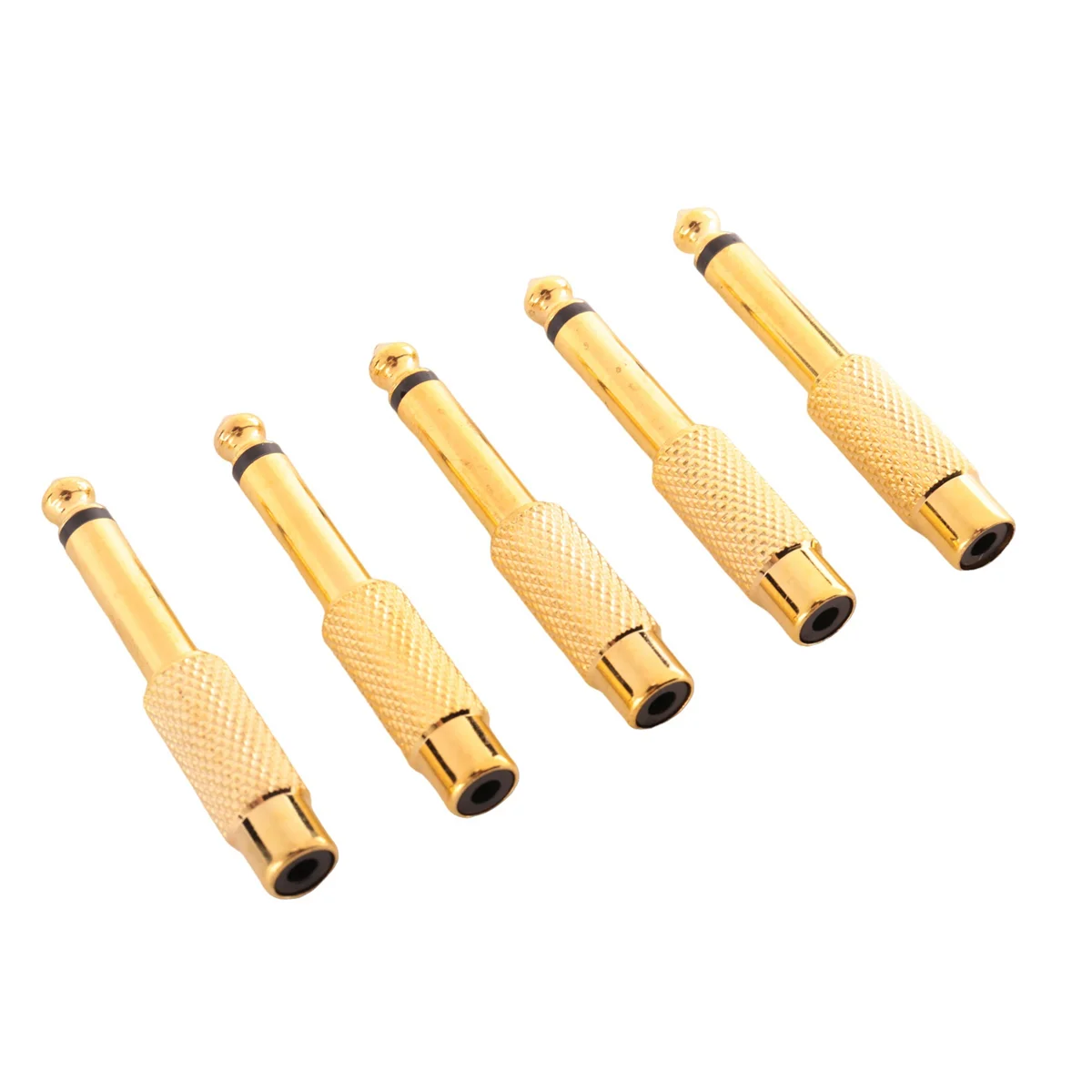 5x Vergulde 6.35Mm 1/4 Inch Mannelijke Mono Plug Naar Rca Vrouwelijke 6.5Mm Jack Audio Stereo Adapter Connector Plug Ts Converter Geluid
