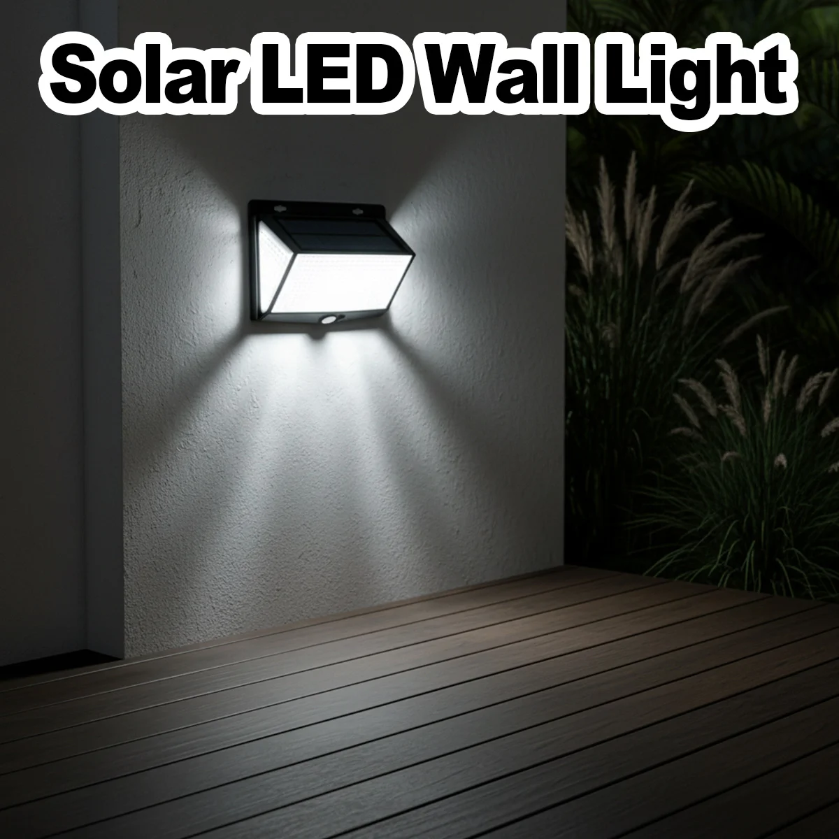 

3-Sided LED Wall Light IP65 Waterproof Solar Energy Security Smart Auto On Off Function Outside Balcony Stair Floodlight Deco