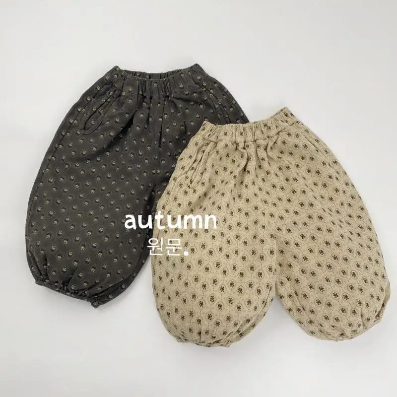 

2025 Autumn New Children Casual Pants Cotton Girls Floral Lantern Pants Baby Loose Trousers Boys Harem Pants Kids Clothes