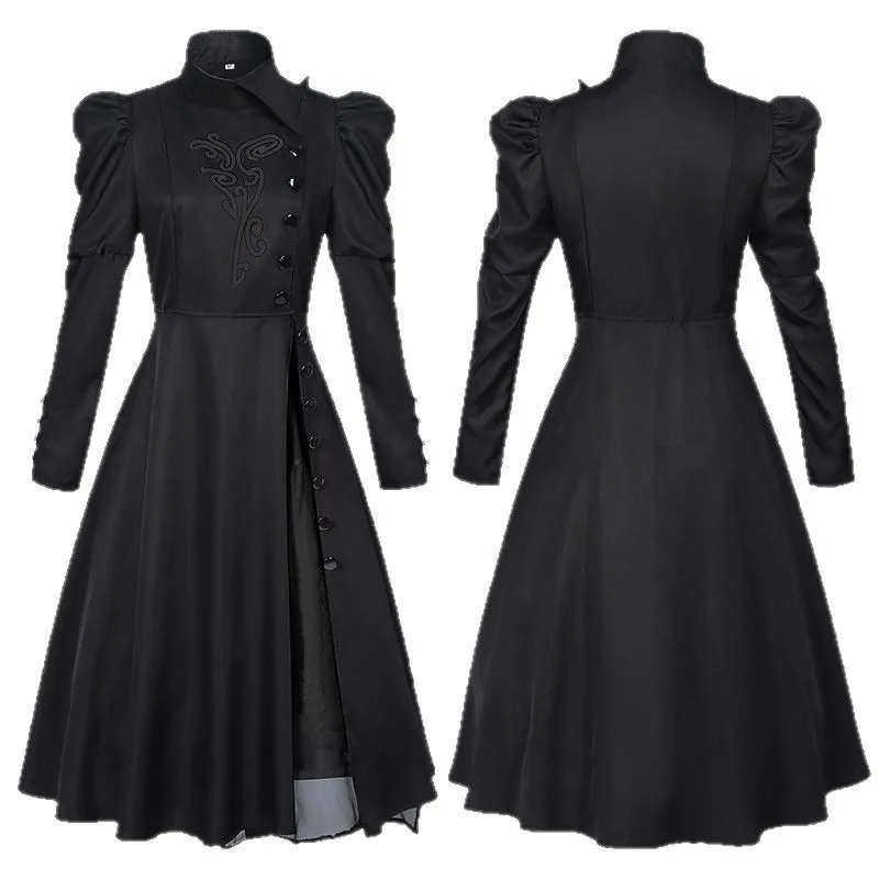 마법의 사악한 마녀 Evba 코스프레 블랙 퍼포먼스 복장 긴 소매 드레스 여성 의류