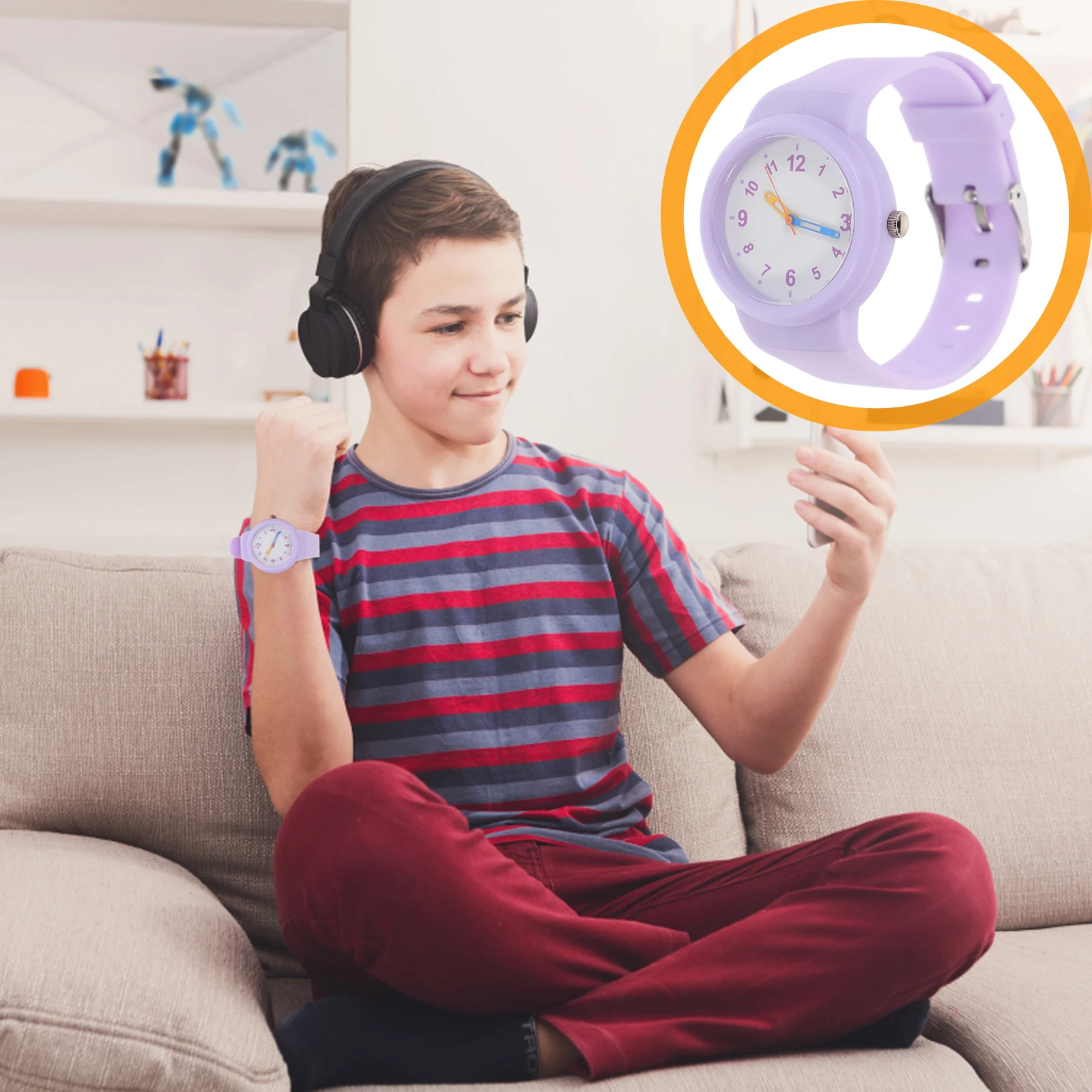 

Boy Gifts Waterproof Children's Watch Stylish Kids Simple Wrist Lavender Exam Baby