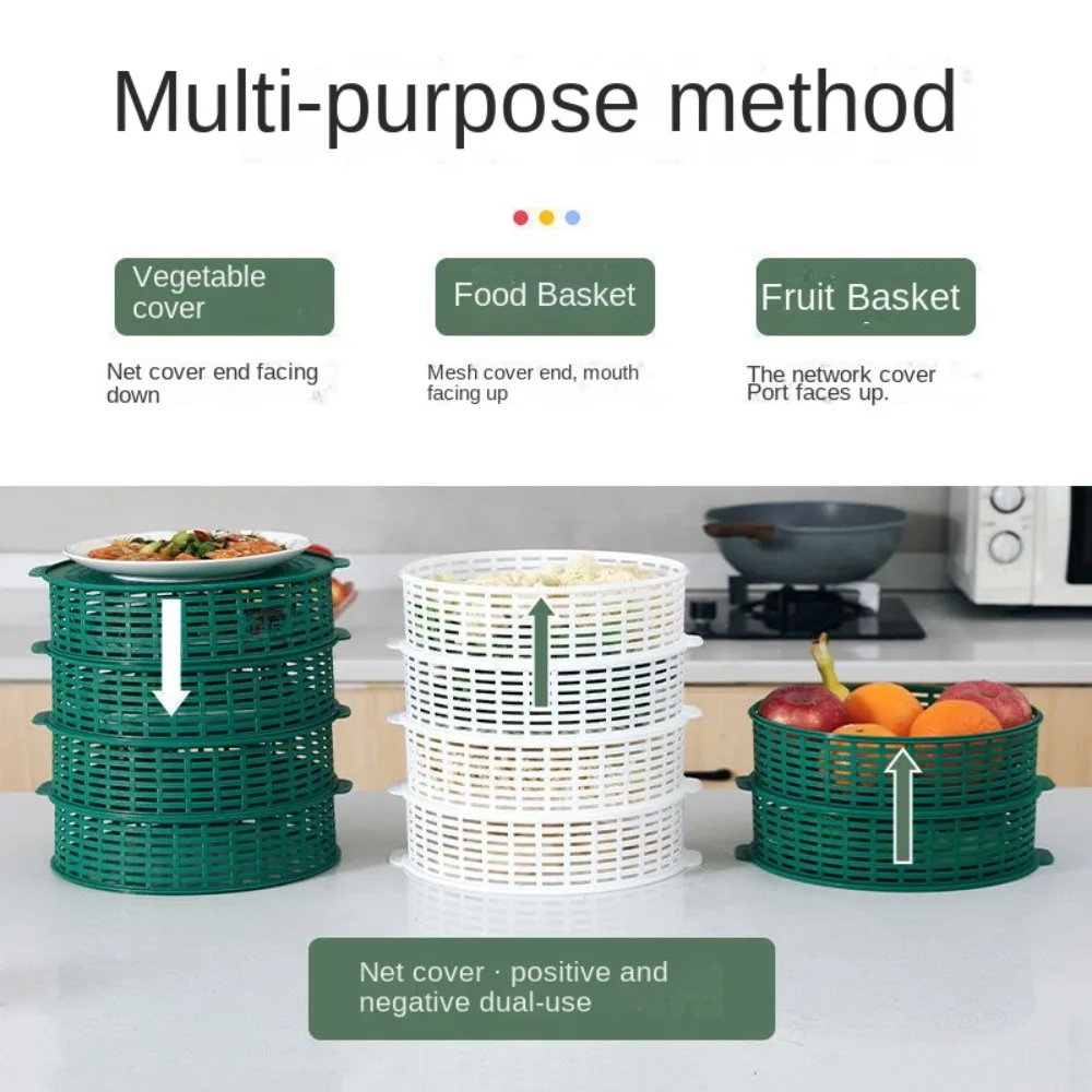 Reusable 6 Layer Table Food Cover Multifunctional Food Cover Storage Tray Outside Draining Basket with Lid Kitchen Tools