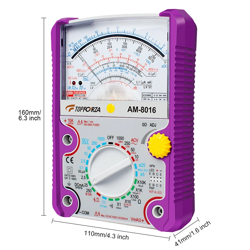 TOPFORZA Analog Multimeter AC/DC 1000V Pointer Multimeter Resistor Capacistance Test Volt-Ammeter Analog Multimetro