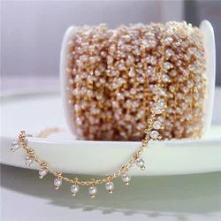 1meter Metal Copper Open Link Chains Necklace Bracelets Bulk Imitation Pearl Bead Chains Lot for Diy Jewelry Making Supplies