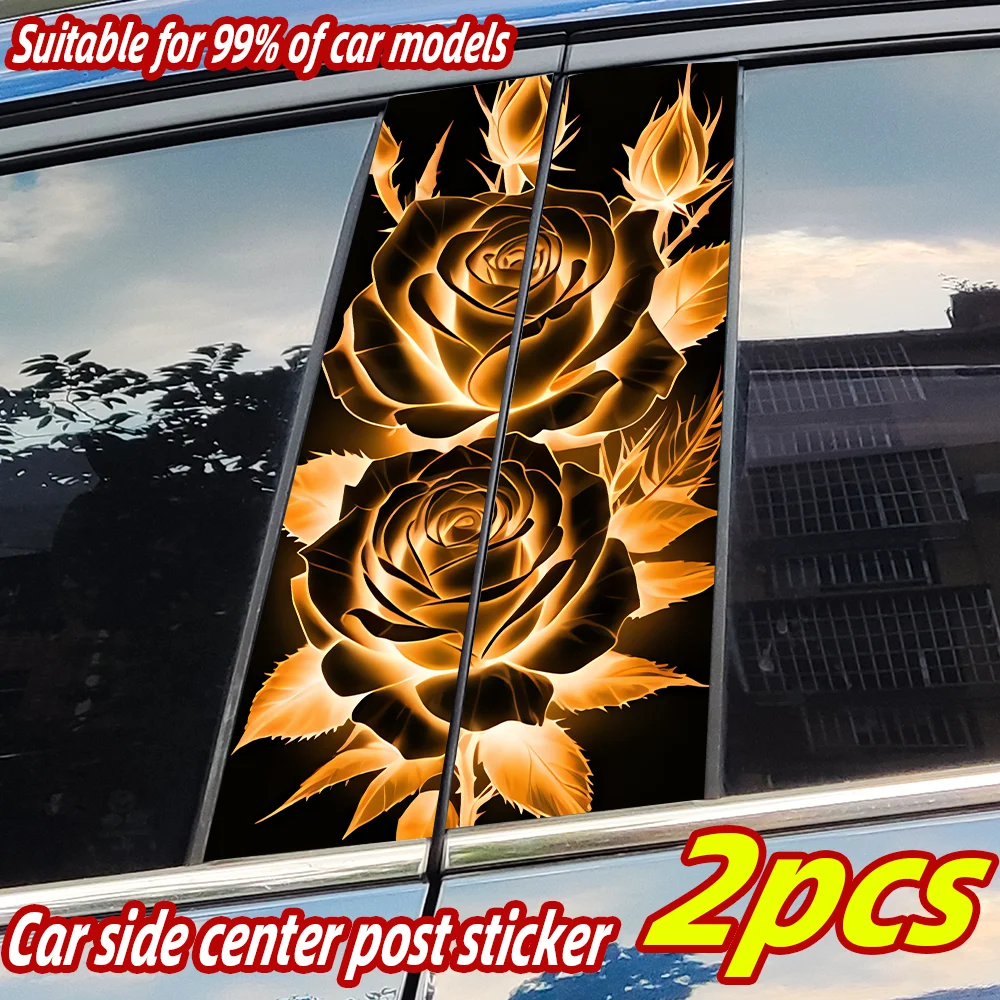 

Colorful Rose Car Stickers Auto B-pillar Car Center Column Decor Cover Scratches Waterproof Sunscreen Vinyl Decals Accessories
