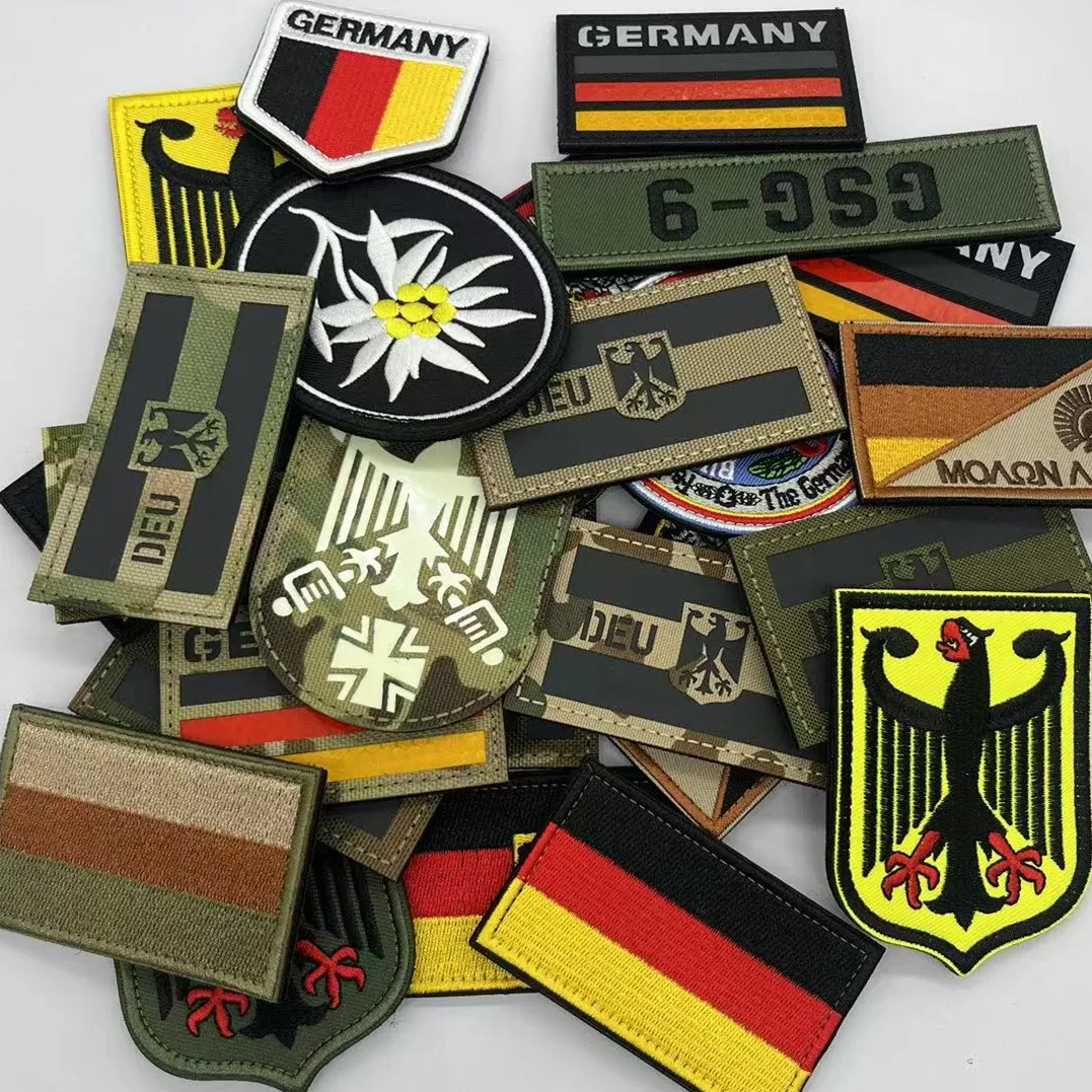 Germany Eagle Reflective DEU Infrared IR Patch Deutschland German Military Tactical Badge Clothes Applique Hook&Loop Embroidery