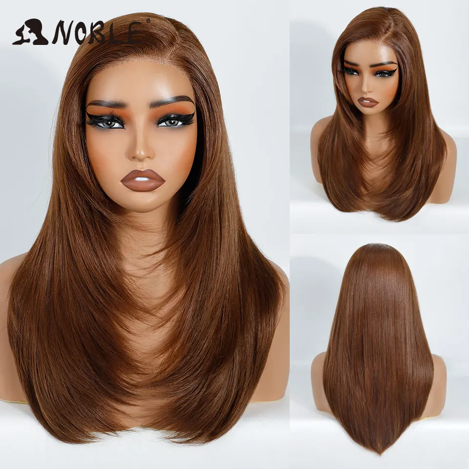 Edle, gerade geschnittene, synthetische Perücken mit Spitze am Vorderteil für Damen, seitlich geteilte Perücke mit vorgezupfter Haaransatzlinie, gestufte Perücke, Ombré-Blond-Weiß-Cosplay-Perücke. – Detail 8