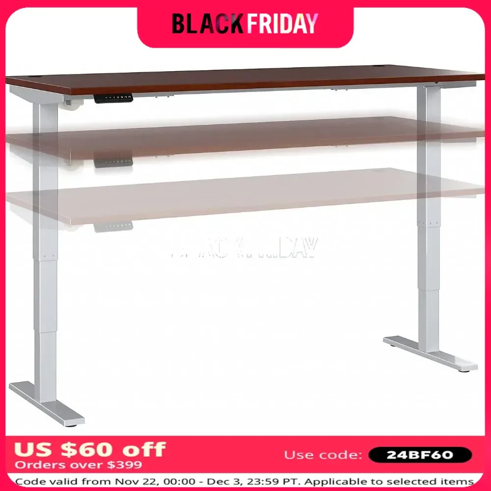 

Move 40 Series 72W Height Adjustable Desk, Alloy Steel Electric, Adjustable Hansen Cherry/Cool Gray Metallic