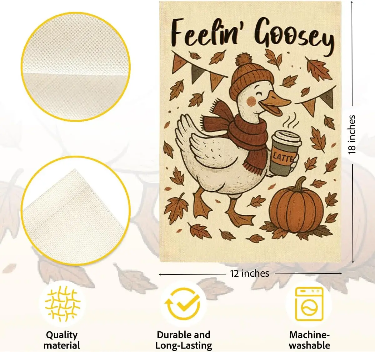 Feelin' Goosey Fall Garden Flag, Funny Silly Goose Garden Flag 12x18 Inch Double Sided, Autumn Coffee Holiday Flags for  YYN hhz