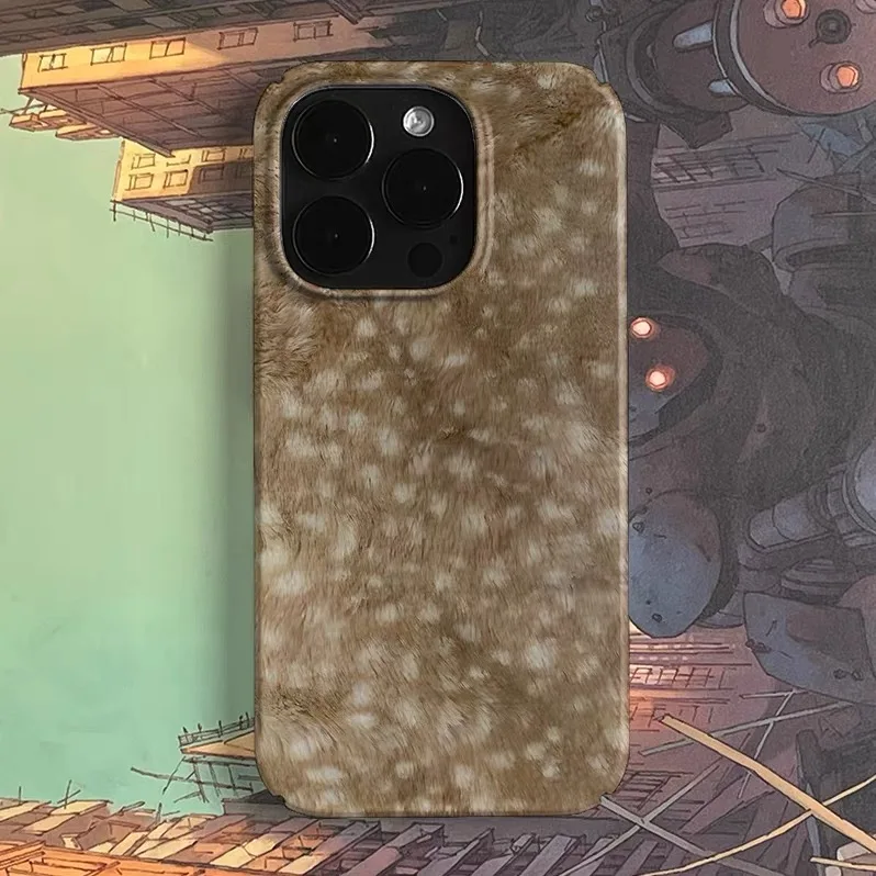 

Brown Deer Skin Plush Printing Phone Case for IPHONE 17 Air 16E 15 PROMAX 14 Plus 13 12 MINI 11PRO 16Plus XR Acrylic Phone Cover