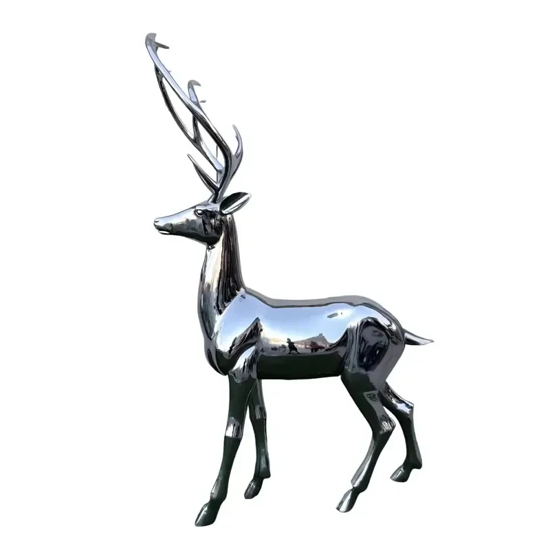 Majtic Elk Stainls Steel Sculpture Fort Animal Statue Garden Landscape Large Metal Art Nature Lovers Gi