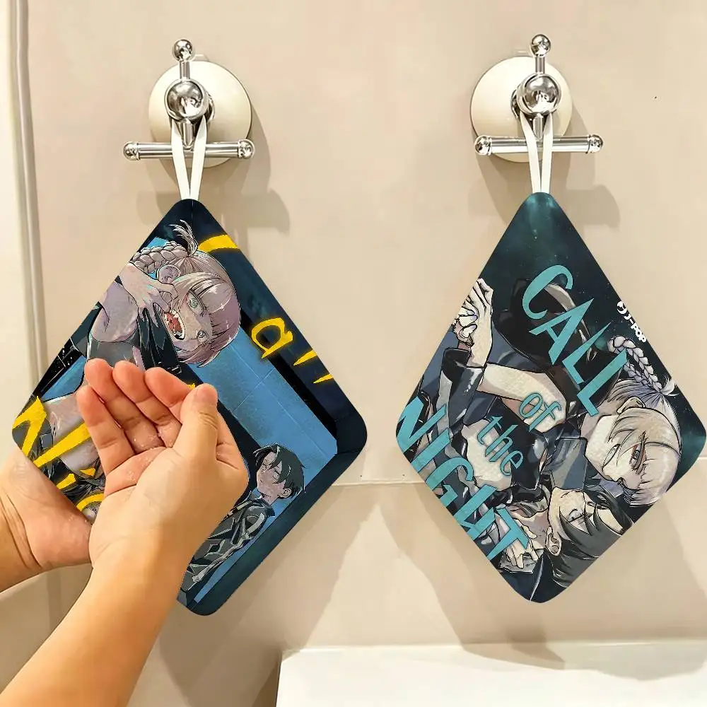 

Japanese C-Call Of The N-Night Anime Hanging Style Hand Wiping Towel, Polyester Cotton, Anti-fade For Kitchen Living Room