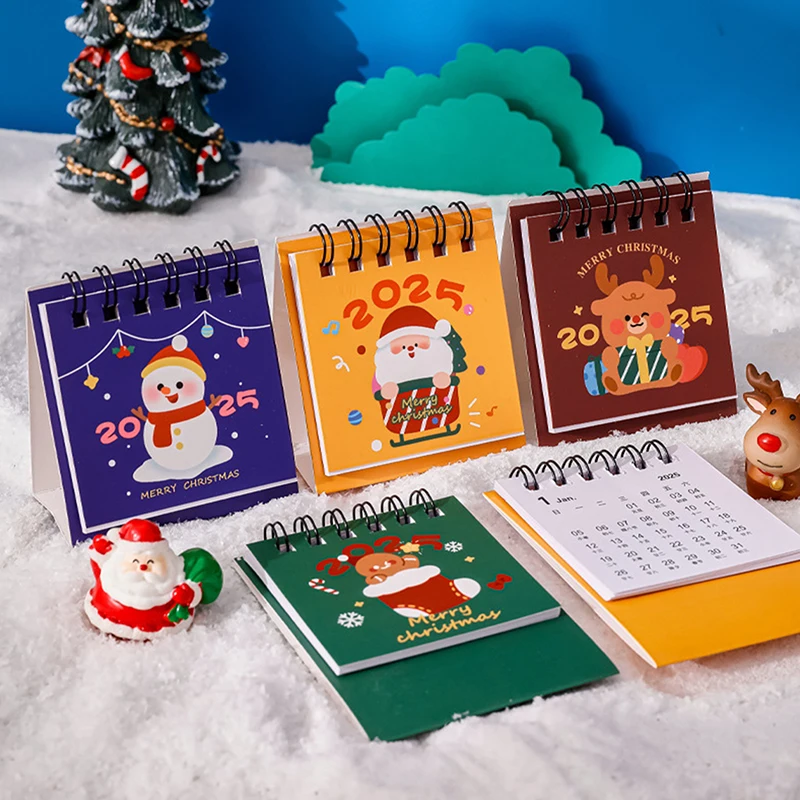 2025 Mini Cartoon Christmas Desk Calendar Portable Pocket Small Daily Planning Calendar Manage Time Schedule Desktop Decoration
