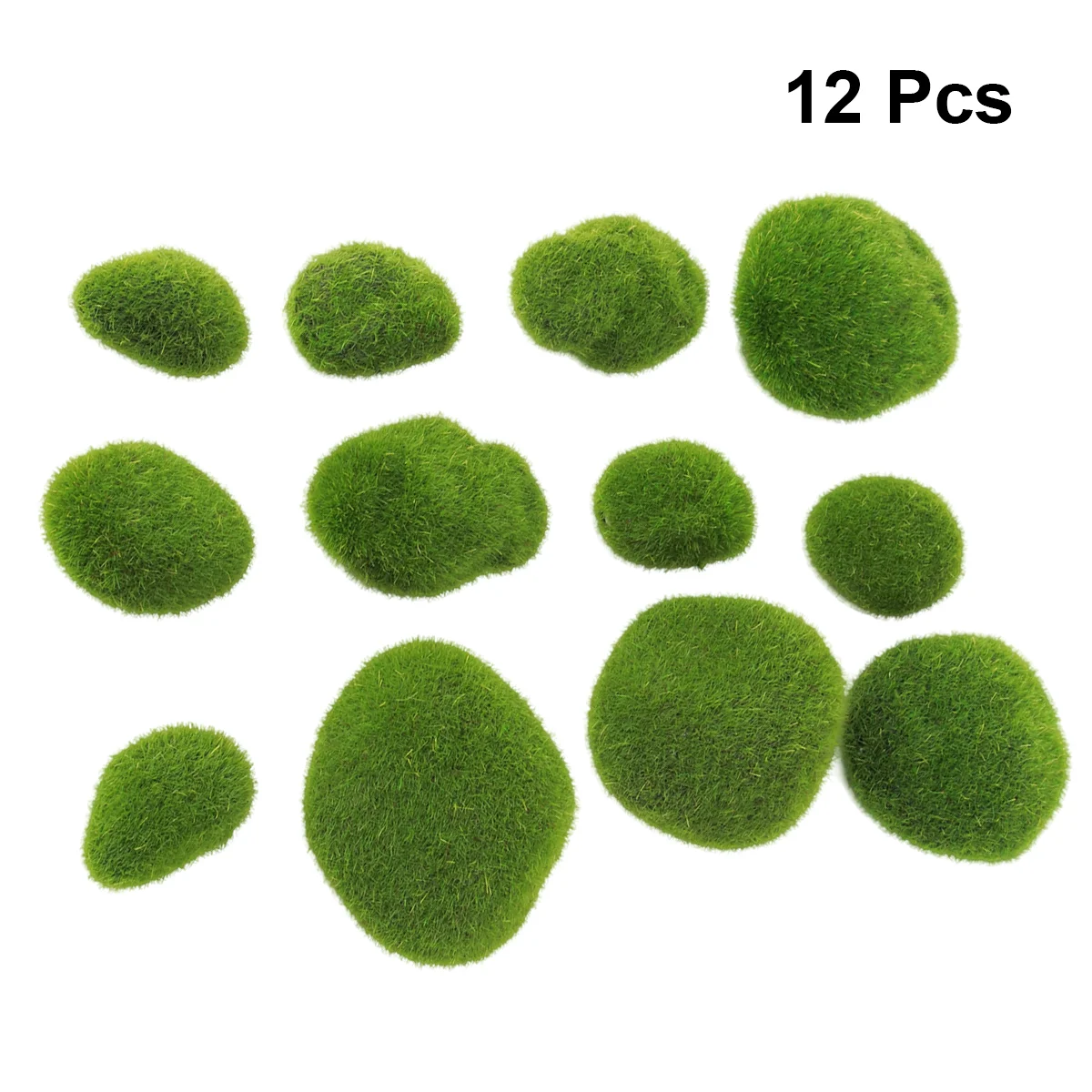 12 Pcs Simulation Moss Stone Plant Decoration for Aquariums and Glass Jar Terrarium Realistic moss ball