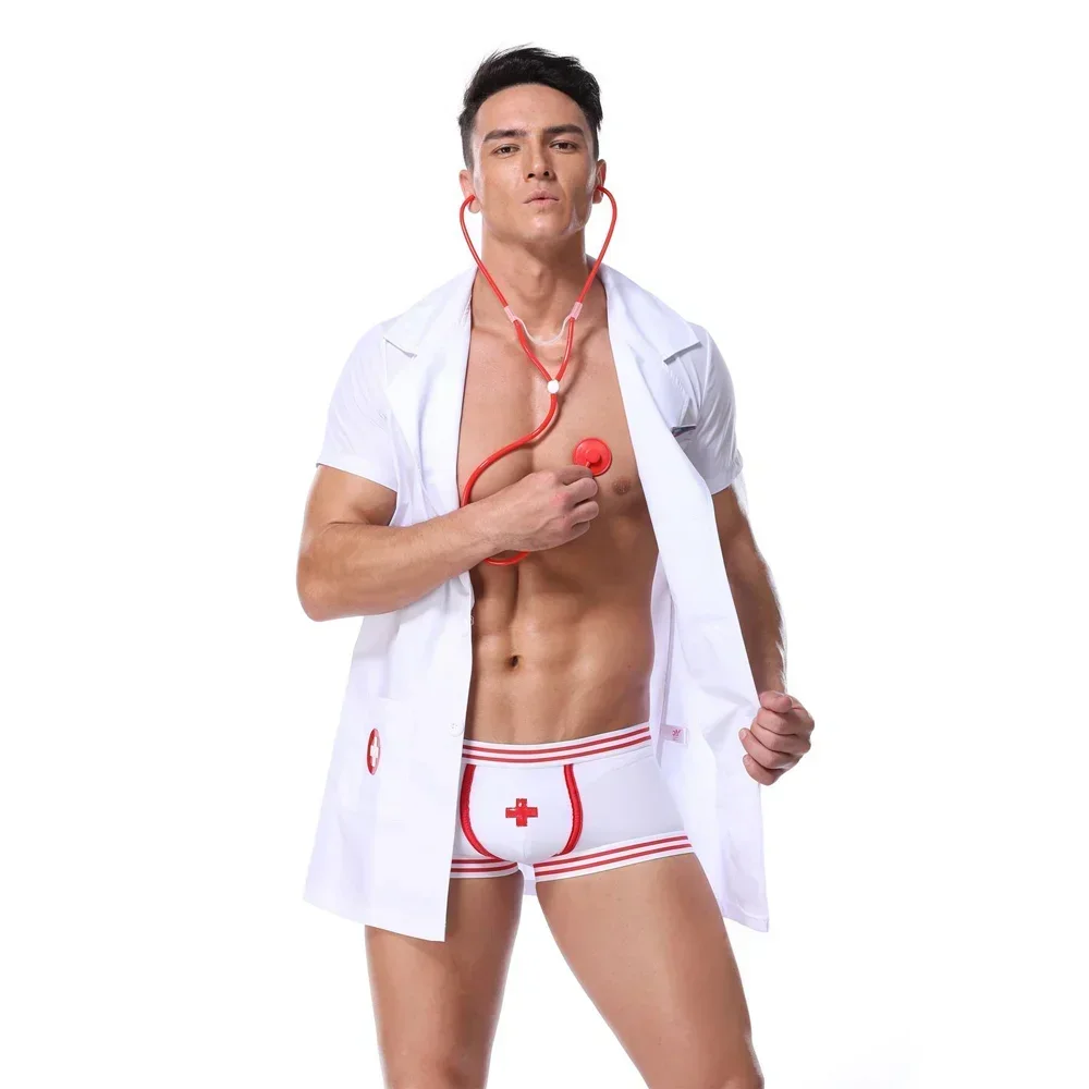 

Men Doctor Costume Halloween Attending Masquerade Physician Clothing