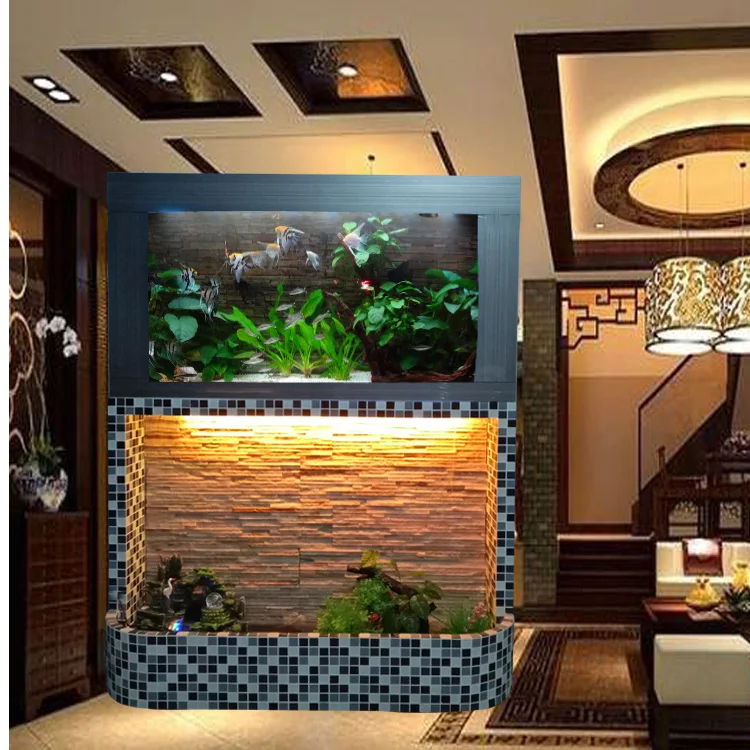 

Ecological glass aquarium fish tank flowing water wall screen living room