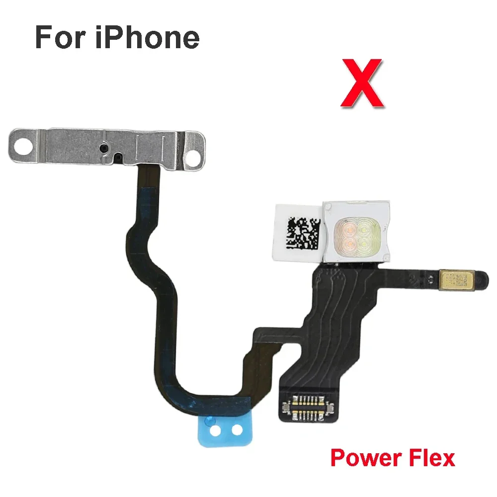 1pcs Power Flex with Metal Holder For iPhone X XR XS XS MAX 11 12 mini Por Max Mute Switch Power Volume Button Flex Repair Parts