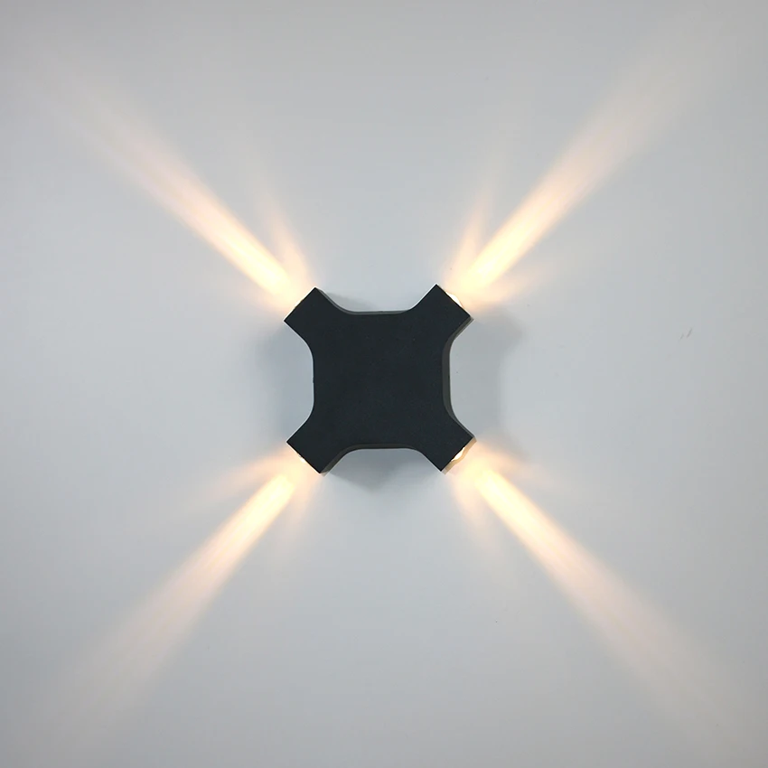 LED12W Outdoor Waterproof Wall Lamp with 4 Sides Illuminating Wall Light Courtyard Garden Exterior Wall Decoration Lighting