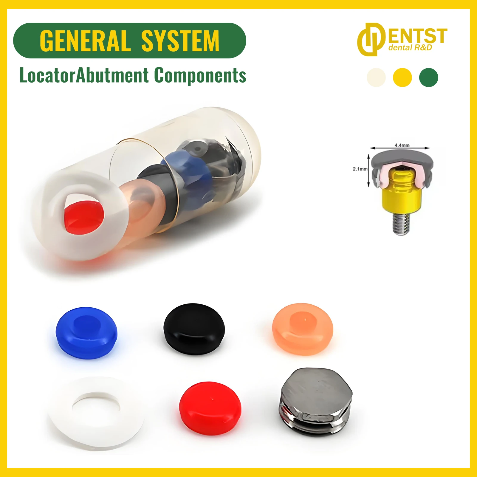 Dental Retention Implant Caps Kit - Removable Insertion Extraction Locator Core Tool Abutment for Hiossen Osstem Overdenture