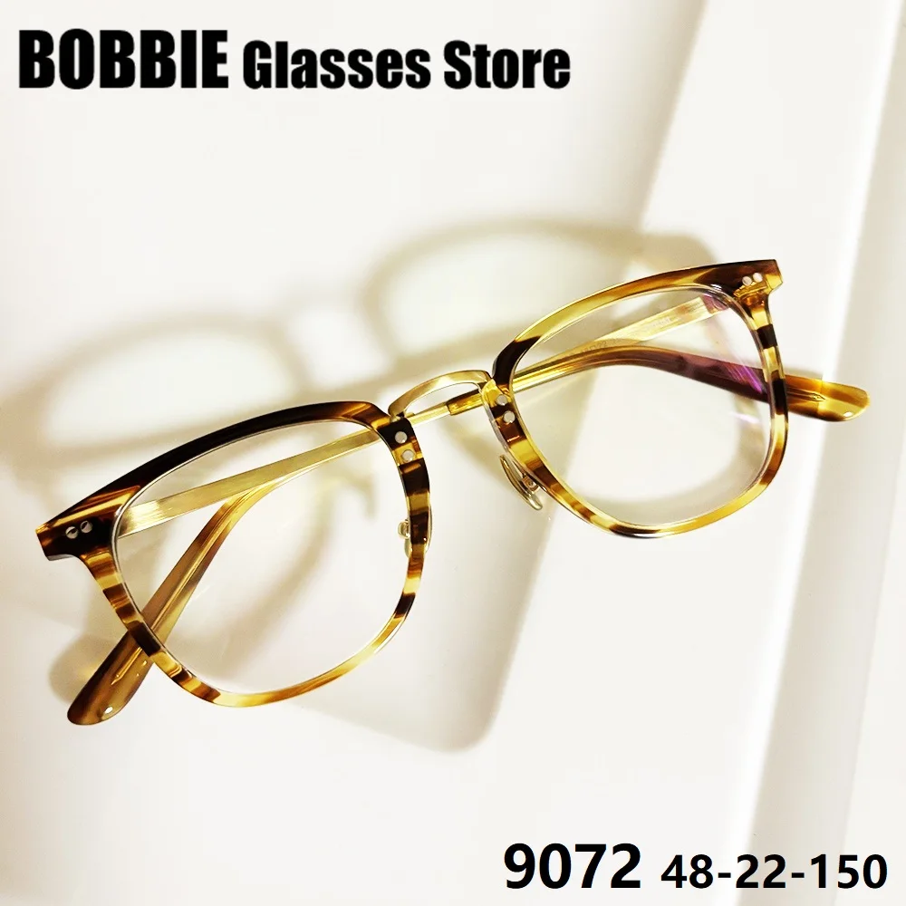 Vintage Handmade Classic Glasses Frame Men Business Square Titanium Alloy Acetate Eyeglasses Eyewear Spectacle Customize Data