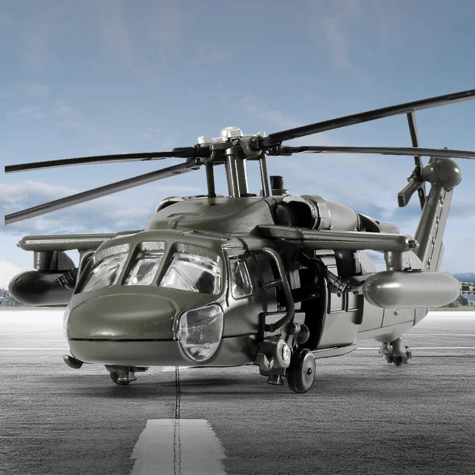 Black Hawk Helicopter Alloy Model with Display Stand & Gift Box Packaging Realistic Sound & Light Features Perfect for Display