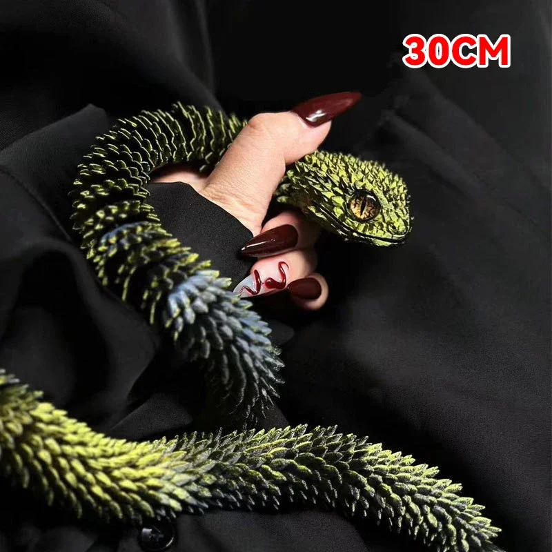 3D Printed Snake Rotatable Articulated Snake Joint Mobility Animal Simulation Model Office Desktop Ornament Home Decor Kids Gift