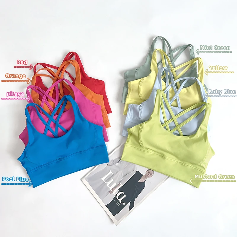 Solid Color Women Fitness Yoga Bras Race Back Sports Bras Nylon Top Women Bra Sexy Breathable Underwear For Women Gym