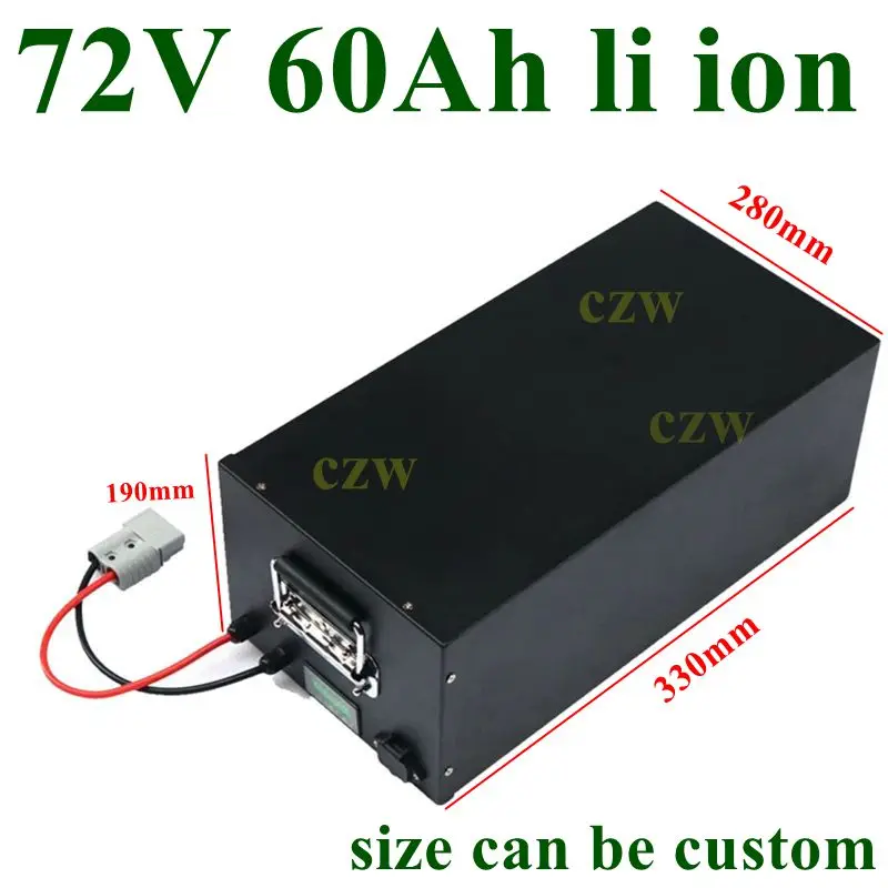 

CZW72v 60Ah li-ion lithium battery 72V with BMS for 3000W 5000W golf club bicycle bike tricycle motorhome AGV +10A charger byShe