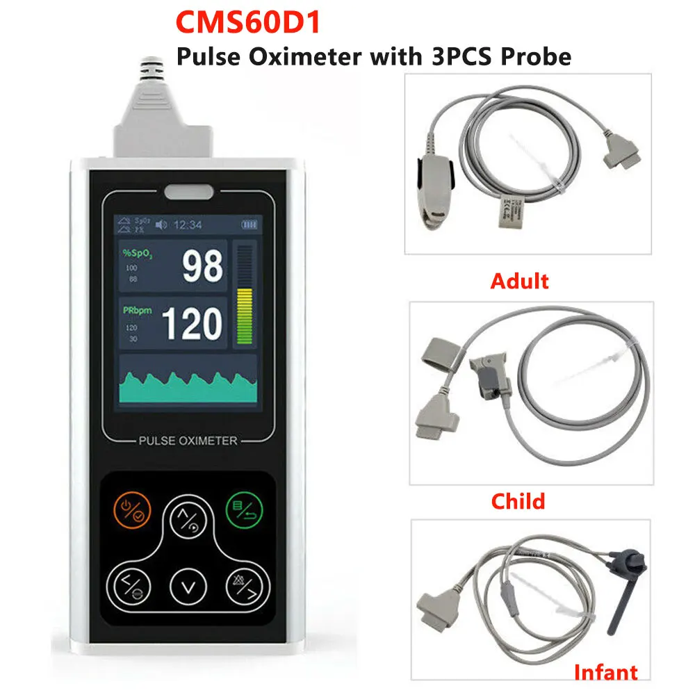 

New CMS60D1 Handheld Pulse Oximeter Neonate Child Adult SpO2 PR Meter Protable Heart Rate Monitor