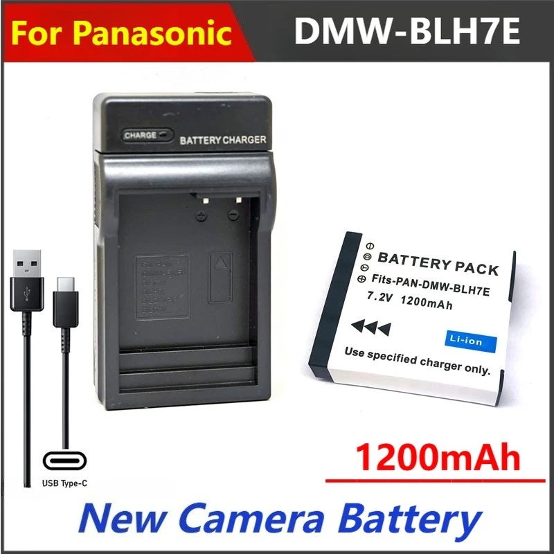 

7.2V 1200mAh DMW-BLH7E DMW BLH7 BLH7E BLH7PP Battery Charger For Panasonic Lumix DMC GM5 GM1 GM1K GF7 GF8 GF9 GF10 LX10 LX15
