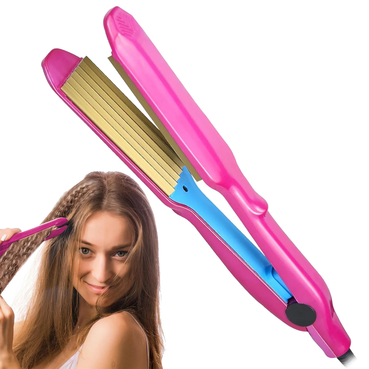 

Hair Volumizing Iron Crimpers Professional Crimping Iron with 5 Gear Heat Setting Wide Plate Styling Tools for Fluffy Hairstyer