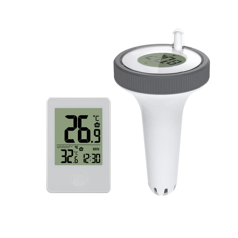 Wireless Floating Pool Thermometer Swimming Bath Water SPA Aquariums Digital LCD Temperature Monitor Clock Remote Sensor 60M