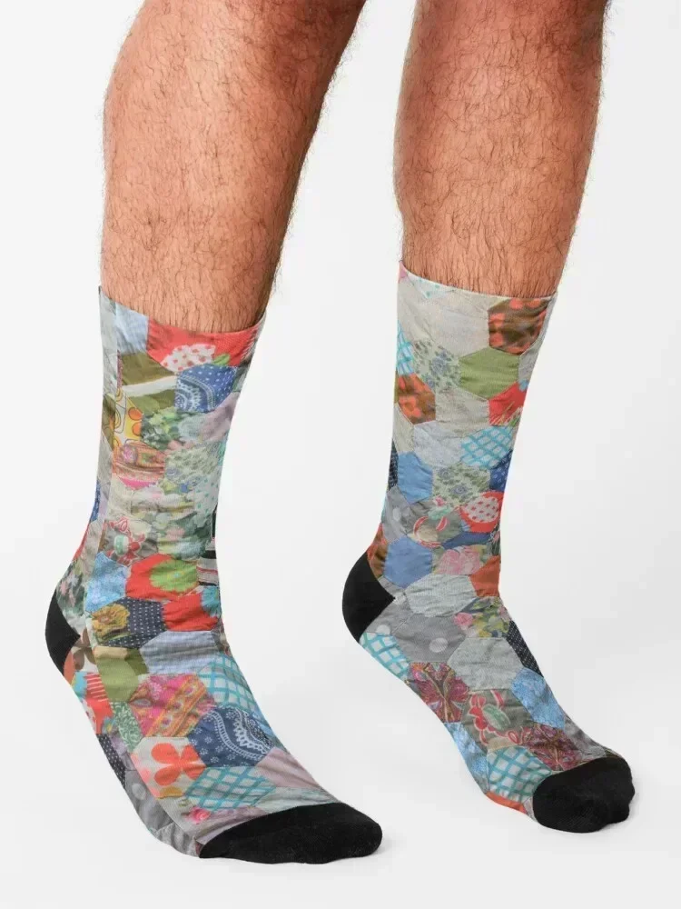 Vintage Patchwork Quilt Socks FASHION sports and leisure winter shoes Socks Girl Men's