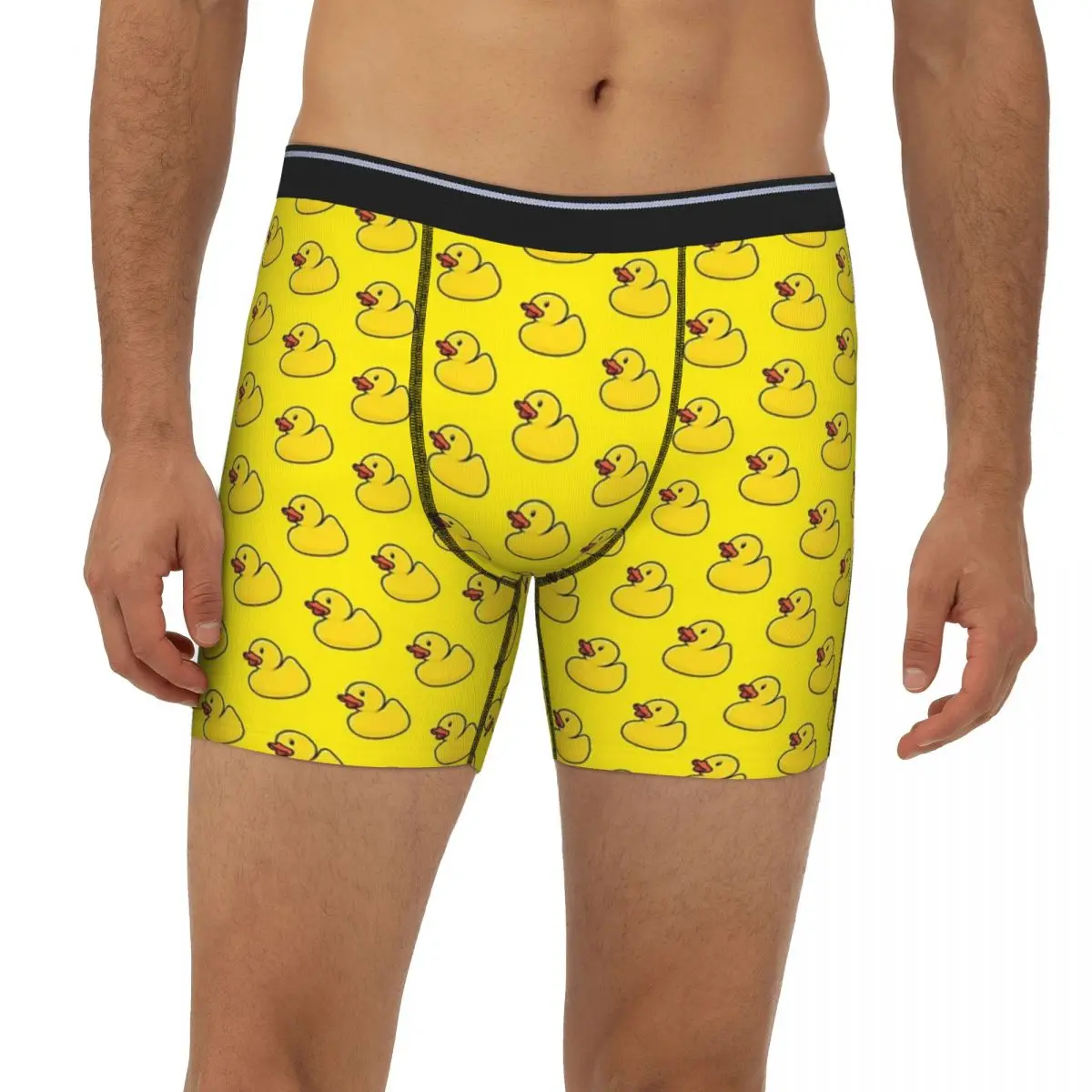 

Rubber Duck In Yellow Long Boxer Underpants Short Men Panties Soft Underwear for Homme Man Boyfriend Gifts