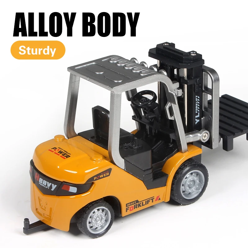 1:64 RC Forklift Remote control Mini Alloy Engineering Vehicle Tabletop Car Model Collection Toy Boy Adult Christmas Gifts