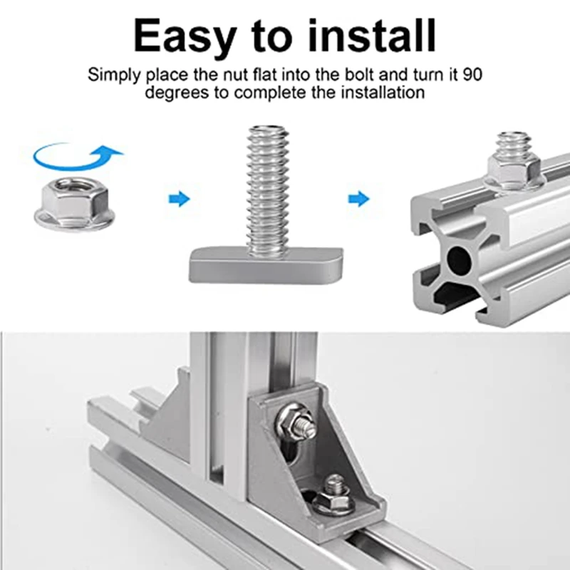 15Pcs T Slot Bolt Replacement Accessories M8 X 20 Screws, A2-70 Rail Track Screws Track Nuts With 15 Flange Nut