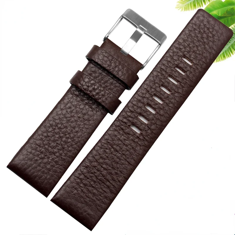 Genuine Leather Watch Strap for Diesel Male Dz4323 1657 4318 Litchi Pattern Waterproof Sweat-Proof Watch Band 24 26mm Wristband