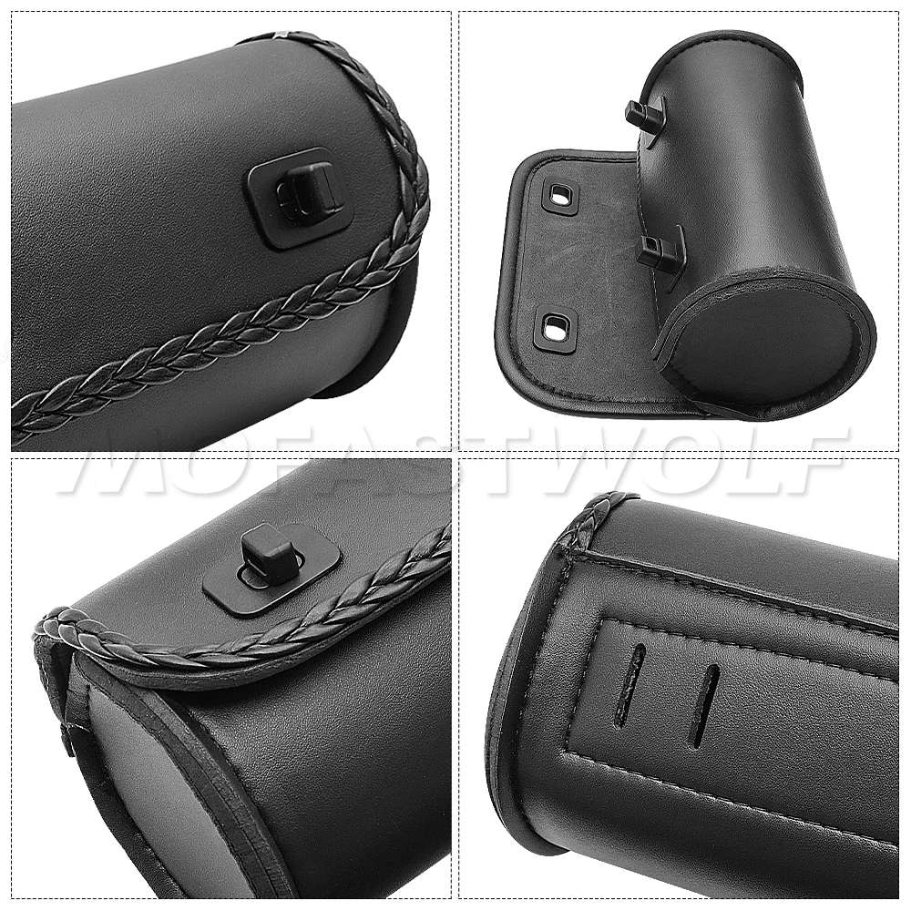 دراجة نارية شوكة بولي Leather الجلود حقيبة سفر مقاوم للماء أداة أكياس السرج حقيبة خمر الذيل حقيبة الأمتعة ل هارلي بوبر/سوزوكي/هوندا #4