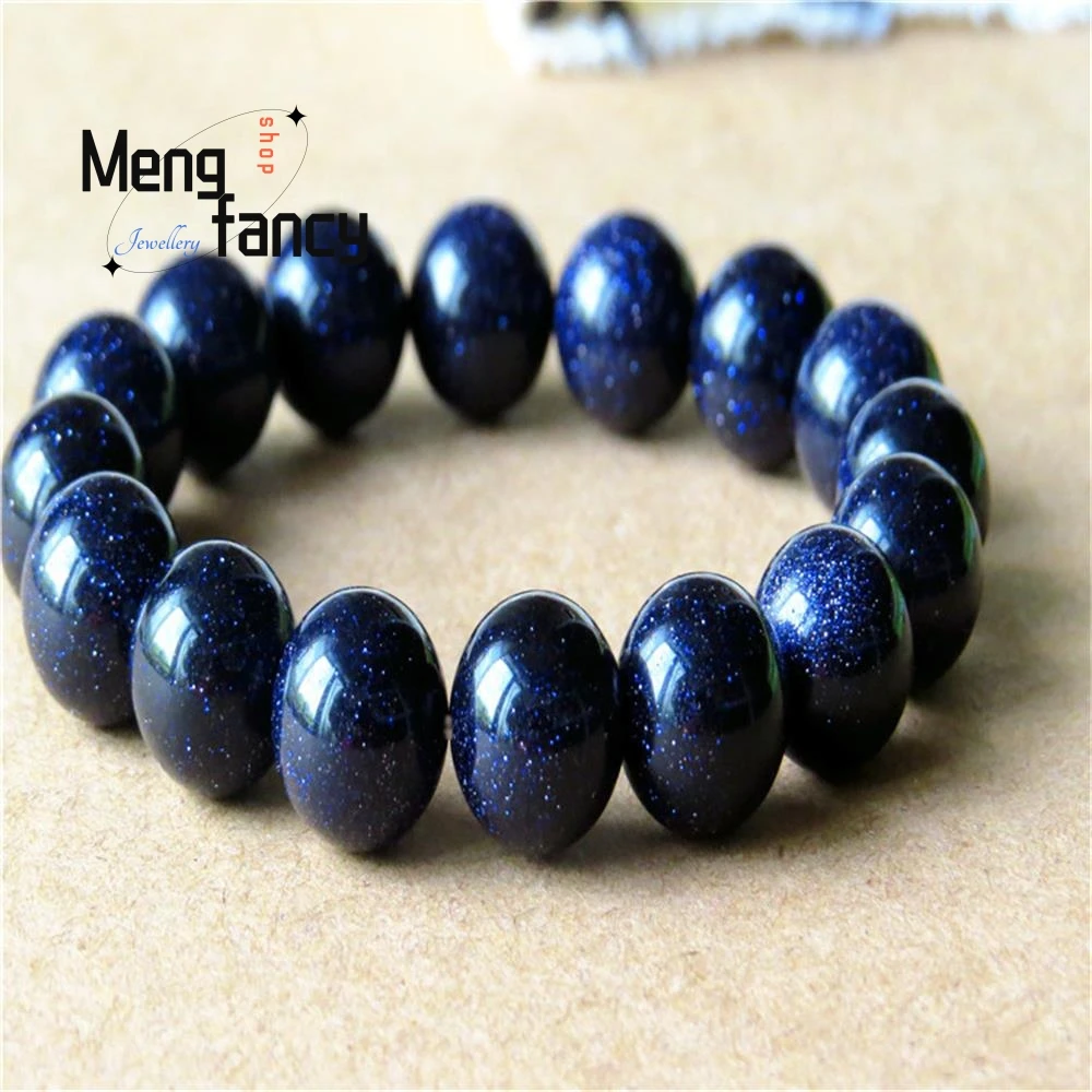 Natural Genuine Blue Aventurine Single Loop Buddha Bead Bracelet Simple Exquisite Fashion Fine Jewelry Best Selling Holiday Gift